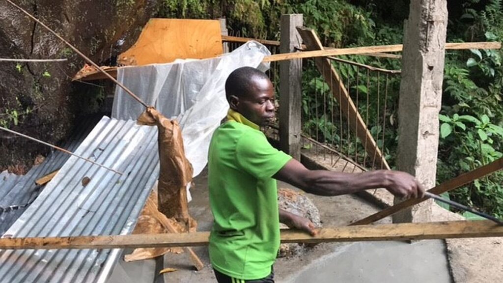 Man working on catchment structure