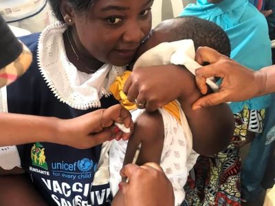 Child receiving polio vaccination